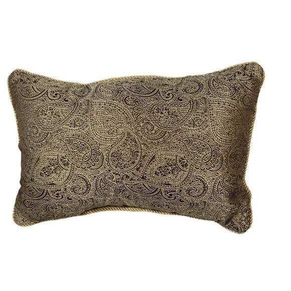 Decorative Rectangular Paisley Accent Pillow With Gold Rope Trim - Picture 2 of 7